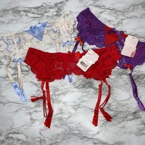 Vintage Cabernet Lace Garter Belts L